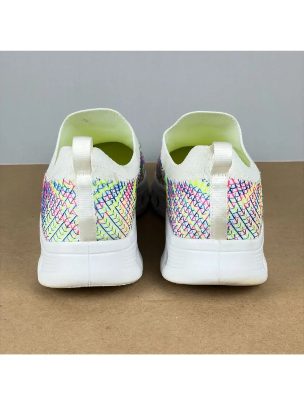 Skechers Go Walk Glide Step Flex Laceless Shoes Womens 8.5 White Multicolor Slip